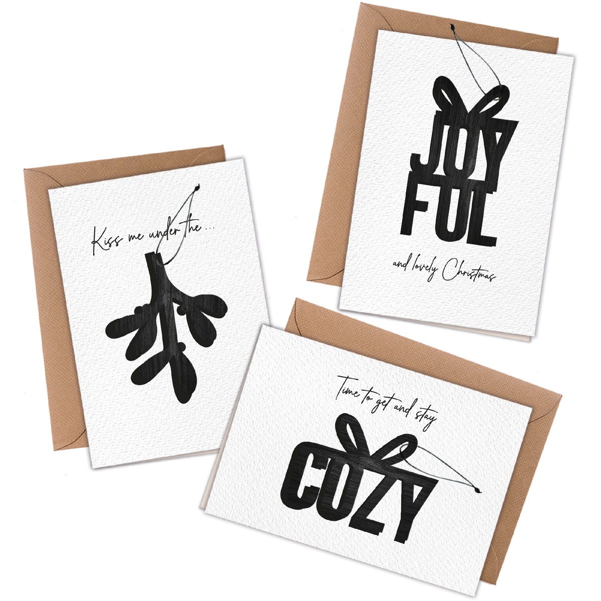 3 Klappkarten zu Weihnachten - Joyful & Cozy