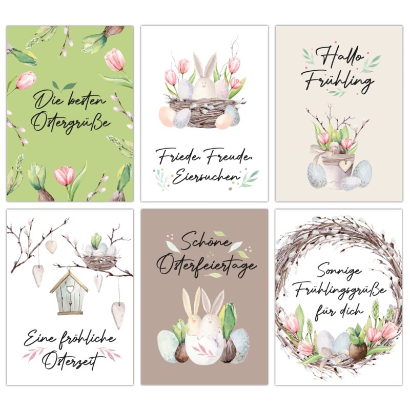 12 Postkarten zu Ostern - Rosa Tulpen