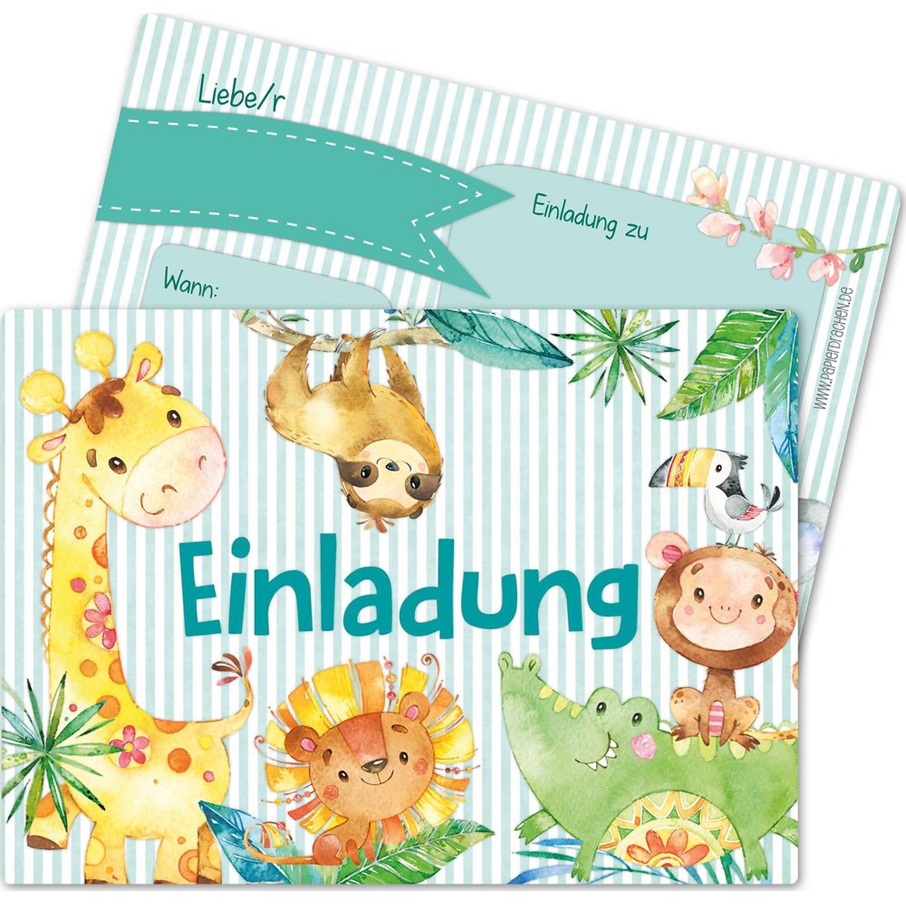 12 Einladungskarten zum Geburtstag für Mädchen und Jungen -