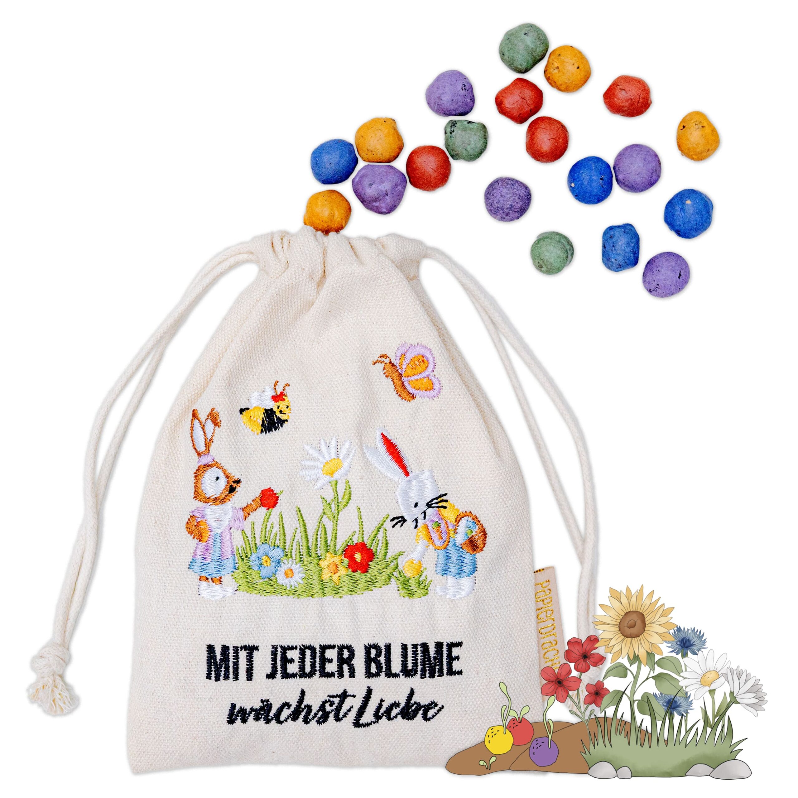 20 Blumenkugeln mit Säckchen - Osterhasenwelt