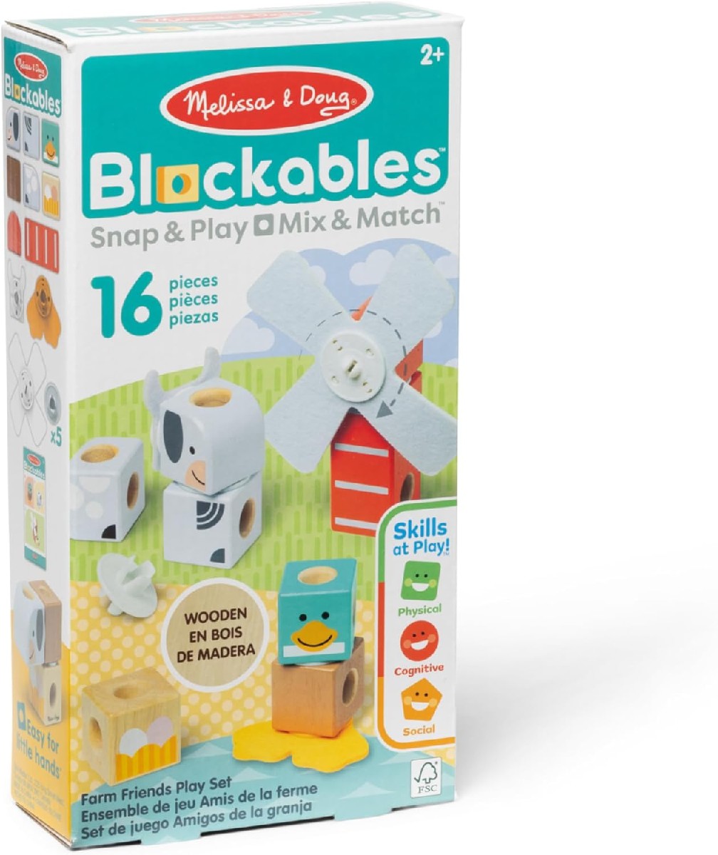 Melissa & Doug Blockables: Holzbauteile Bauernhoffreunde Set