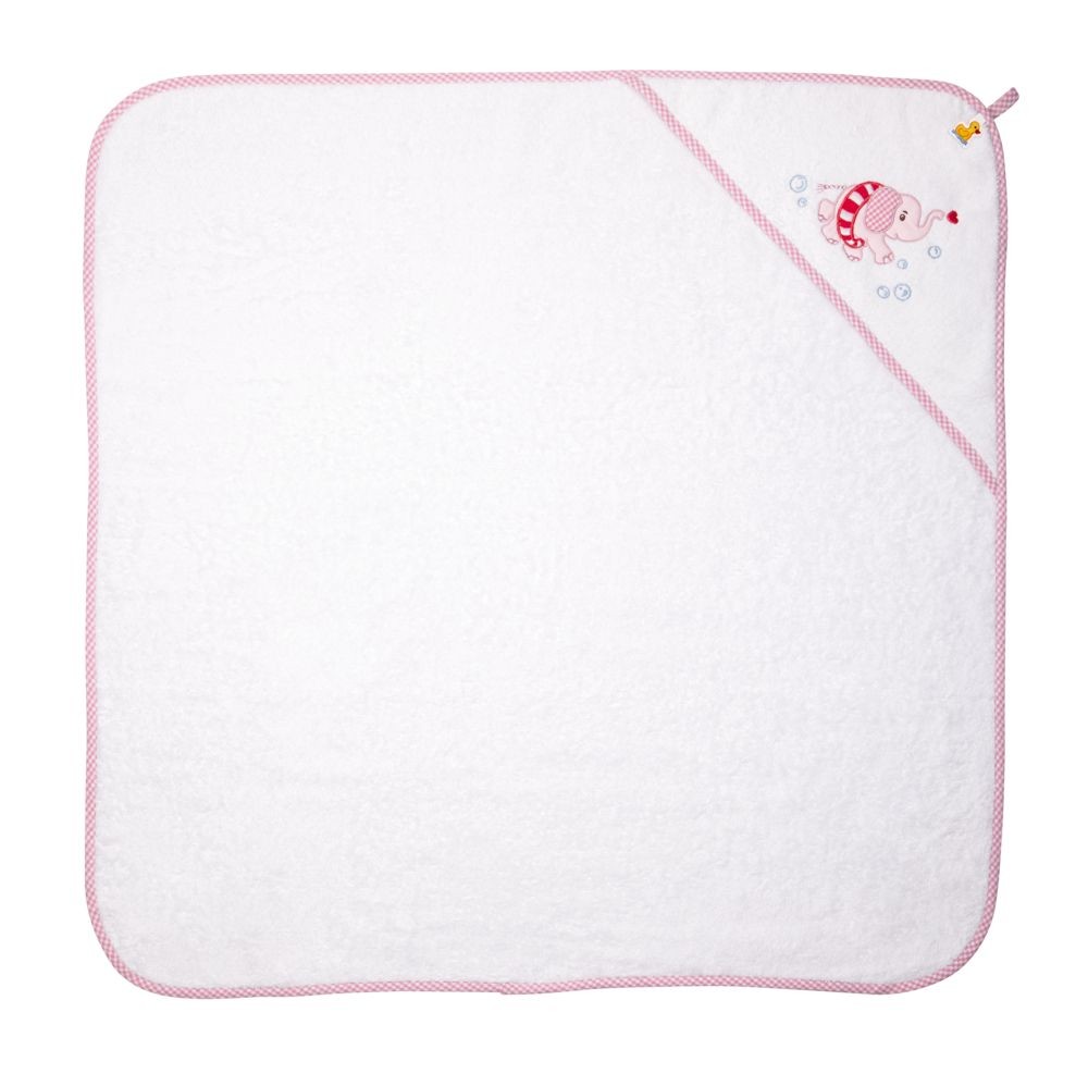 BabyGlück: Kapuzenbadetuch Elefant, rosa (ca. 80x80 cm)