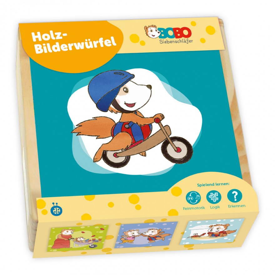Bobo Siebenschläfer - Holz-Bilderwürfel (5er-VE)