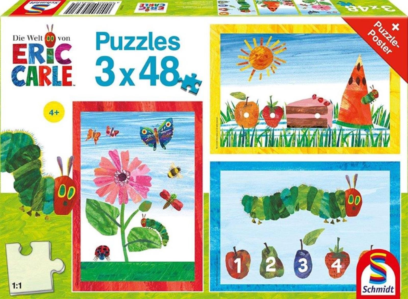 Puzzle - Die kleine Raupe Nimmersatt (3x48 Teile)