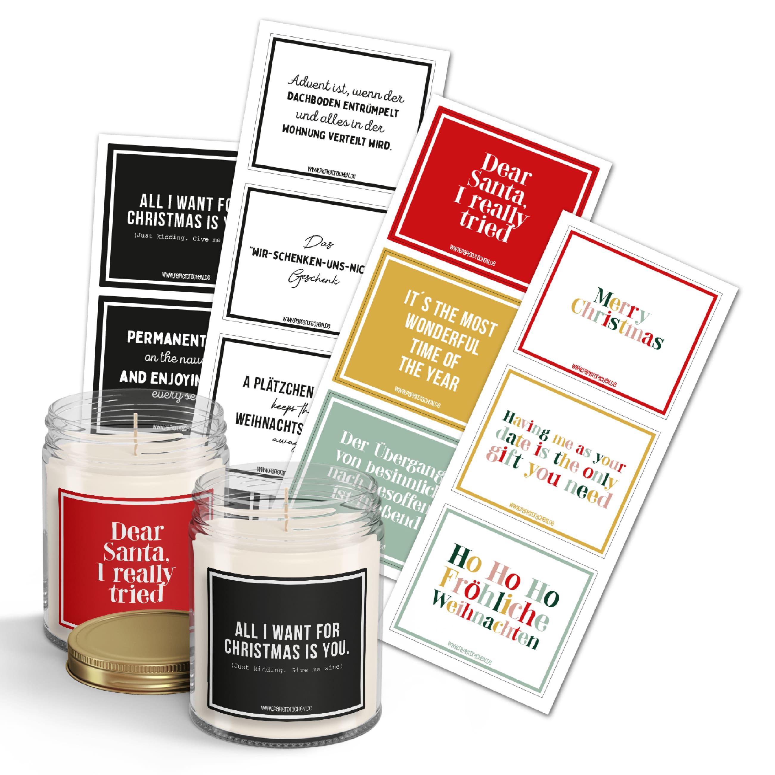 12 Kerzenglas-Sticker WEIHNACHTEN