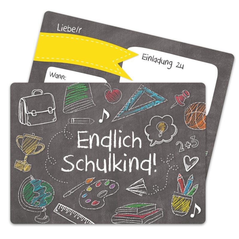 13 Einladungskarten zur Einschulung - Tafel