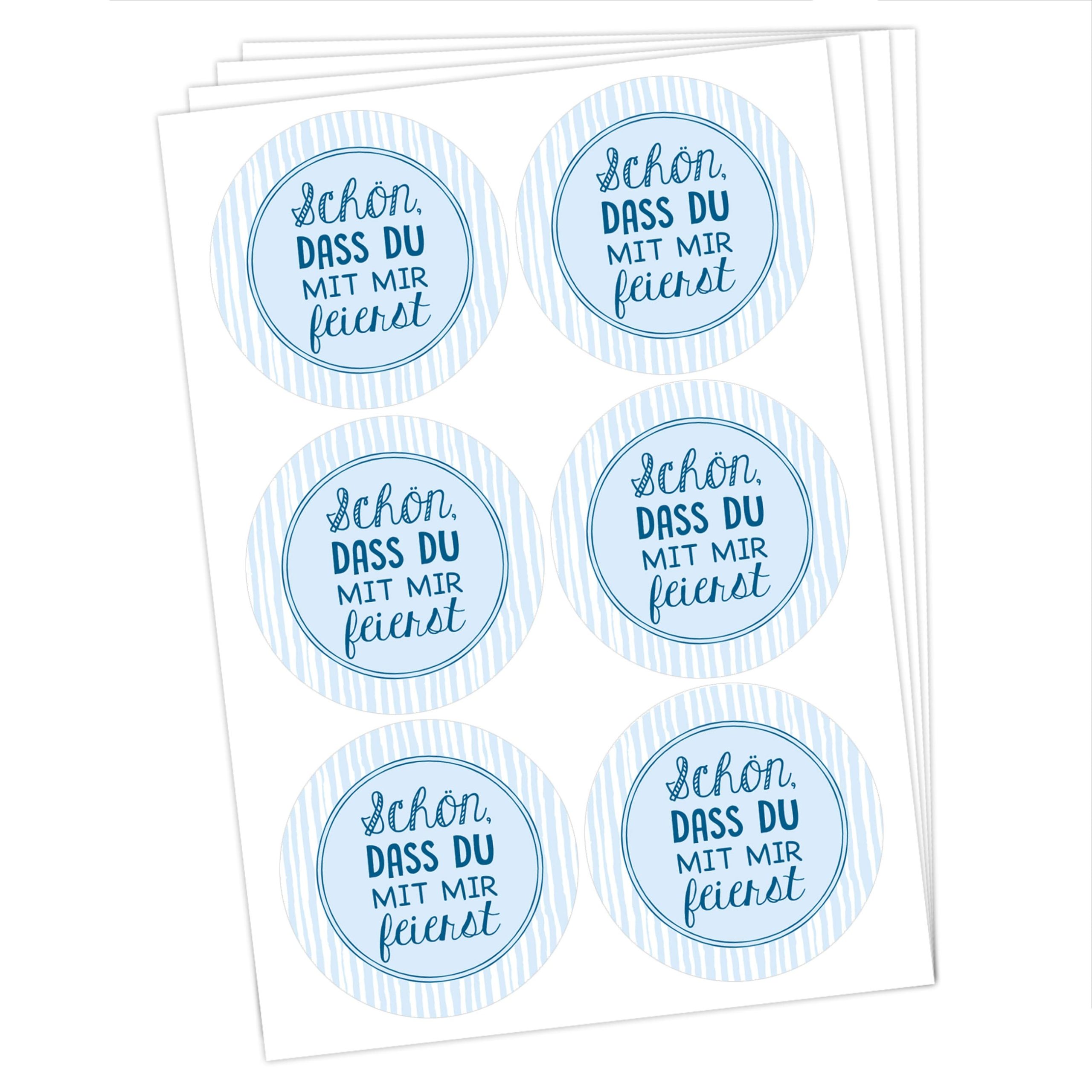 24 Sticker für Gastgeschenke - Blau Set 2