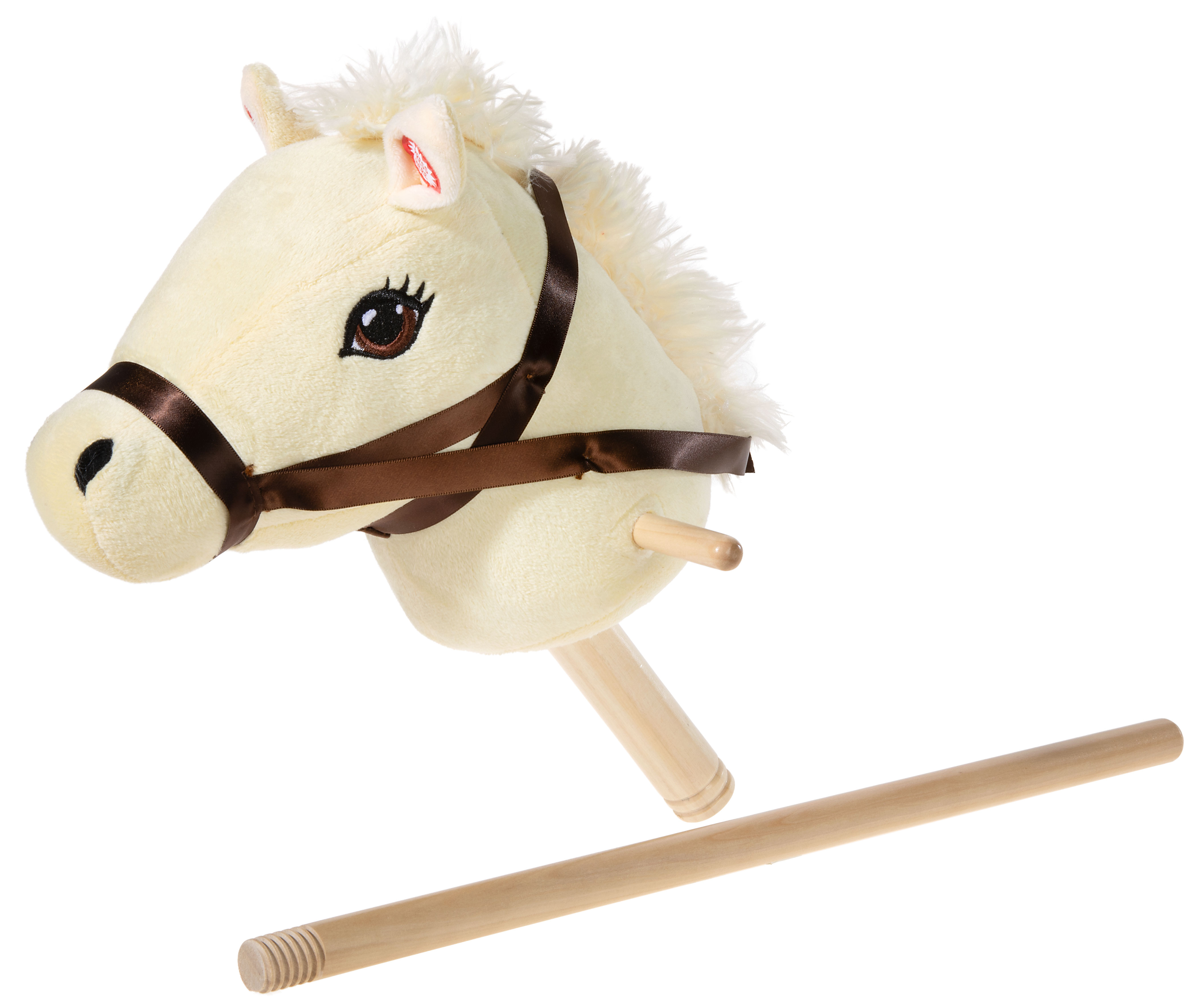 STECKENPFERD mit abnehmbarem Stecken beige