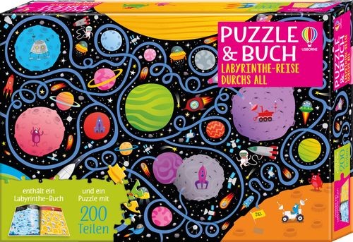 Puzzle & Buch: Labyrinthe-Reise durchs All (200 Teile)