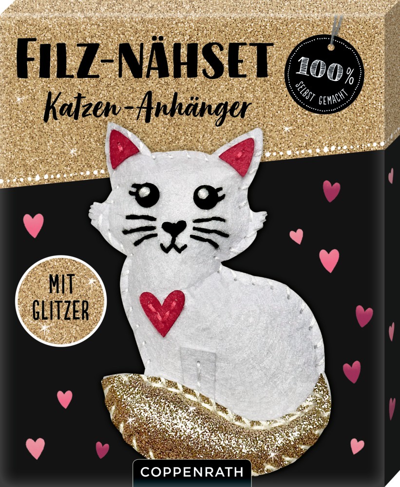Filz-Nähset: Katzen-Anhänger (gold) (5er-VE)