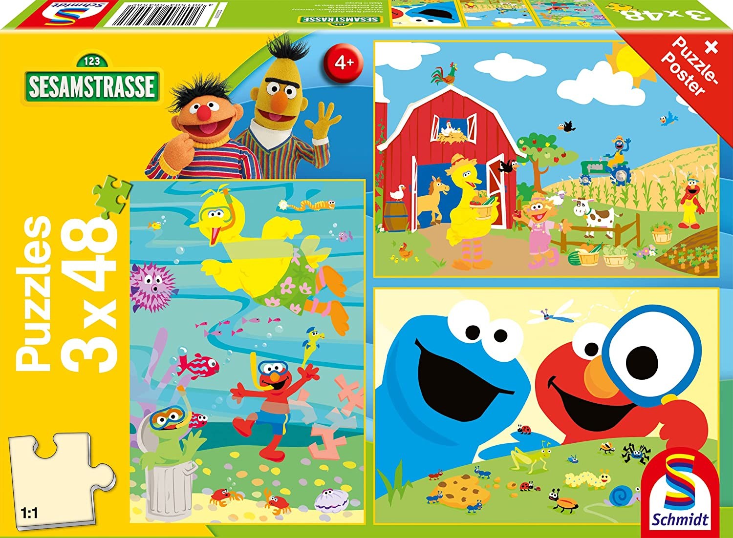 Puzzle - Sesamstraße: Tierisch stark (3x48 Teile)