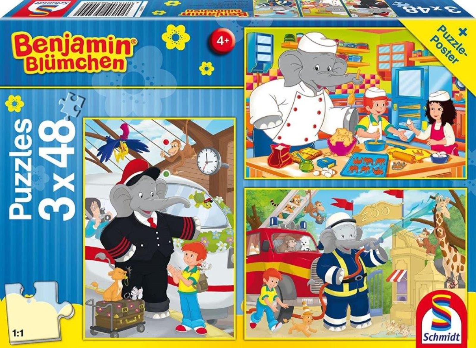 Puzzle - Benjamin Blümchen: Immer im Einsatz (3x48 Teile)