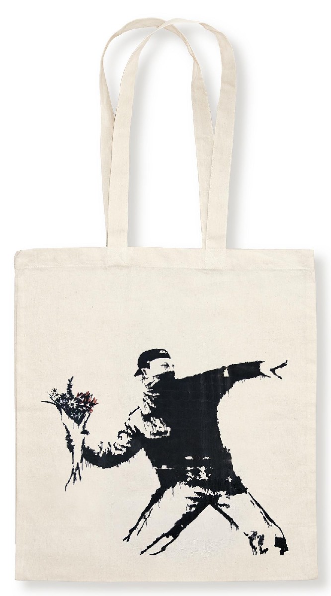Umhängetasche: Banksy - Blumenwerfer