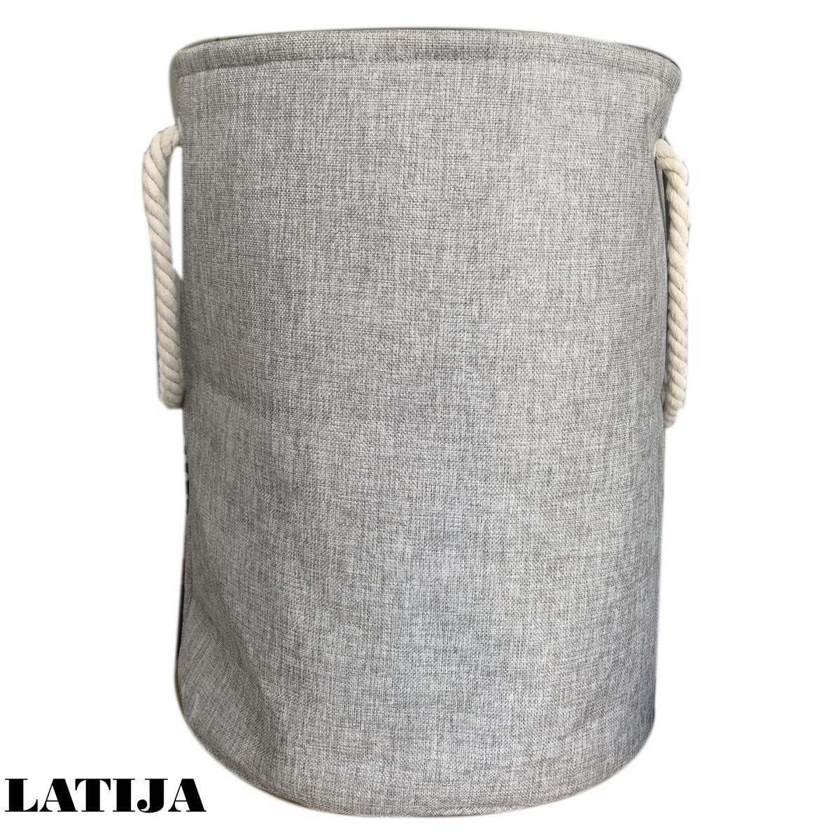 Latija - Leinenbehälter mit Henkeln (grau)