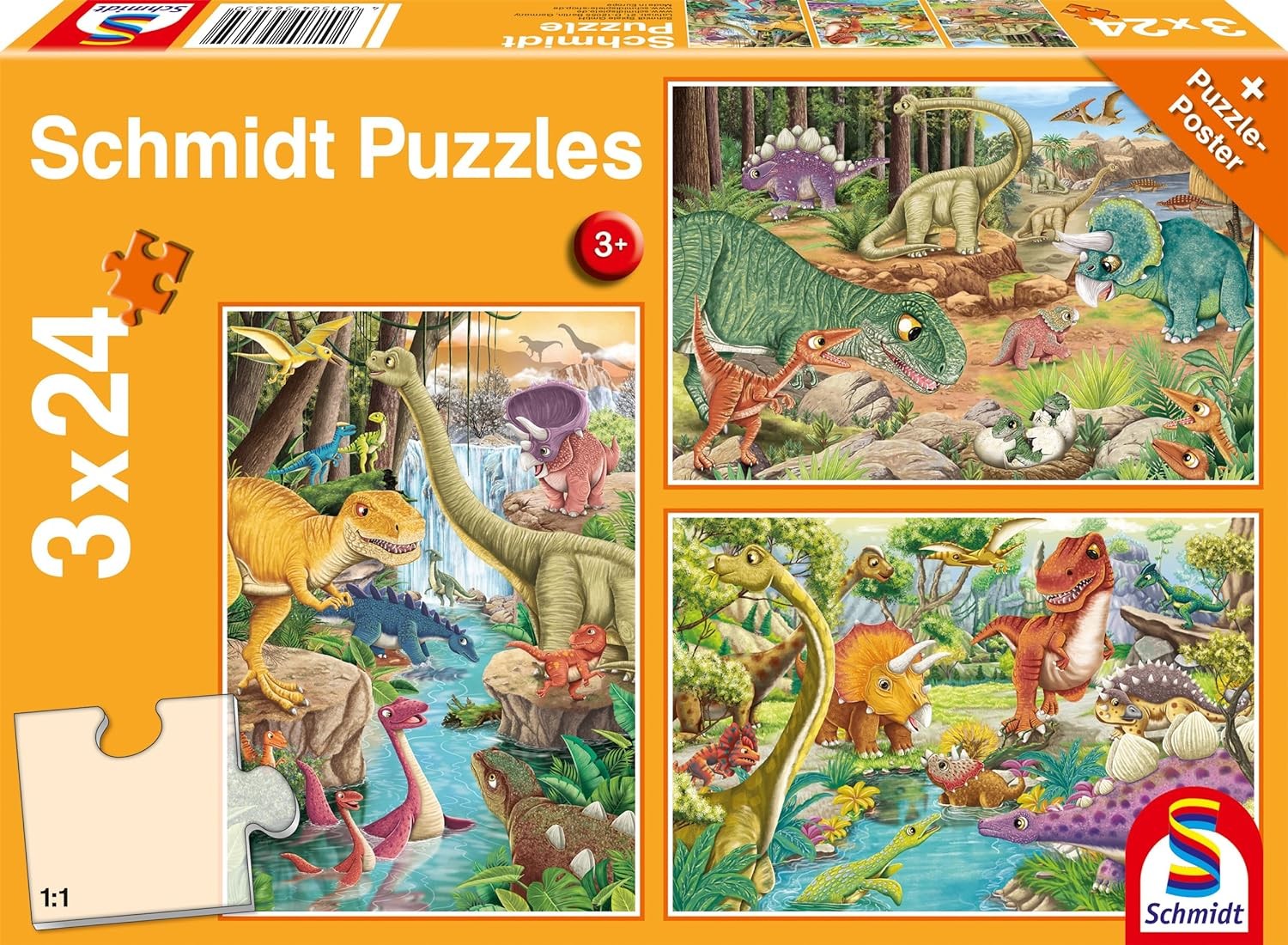 Puzzle - Spaß mit den Dinosauriern (3x24 Teile)