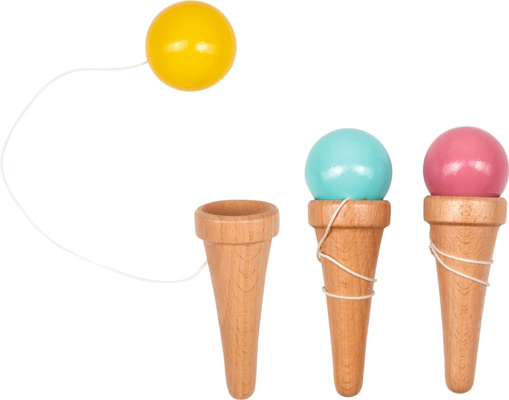Holz-Fangspiel Eistüte (9er-VE sort.)