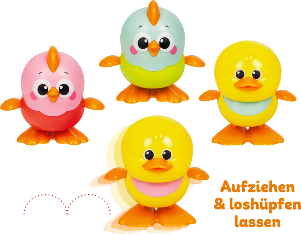 Frohe Ostern: Aufzieh-Küken, sortiert im Display (12er-VE)