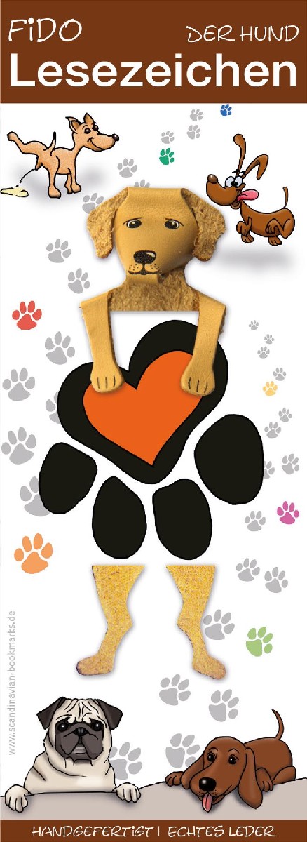 Lesezeichen Hund beige, Pfote