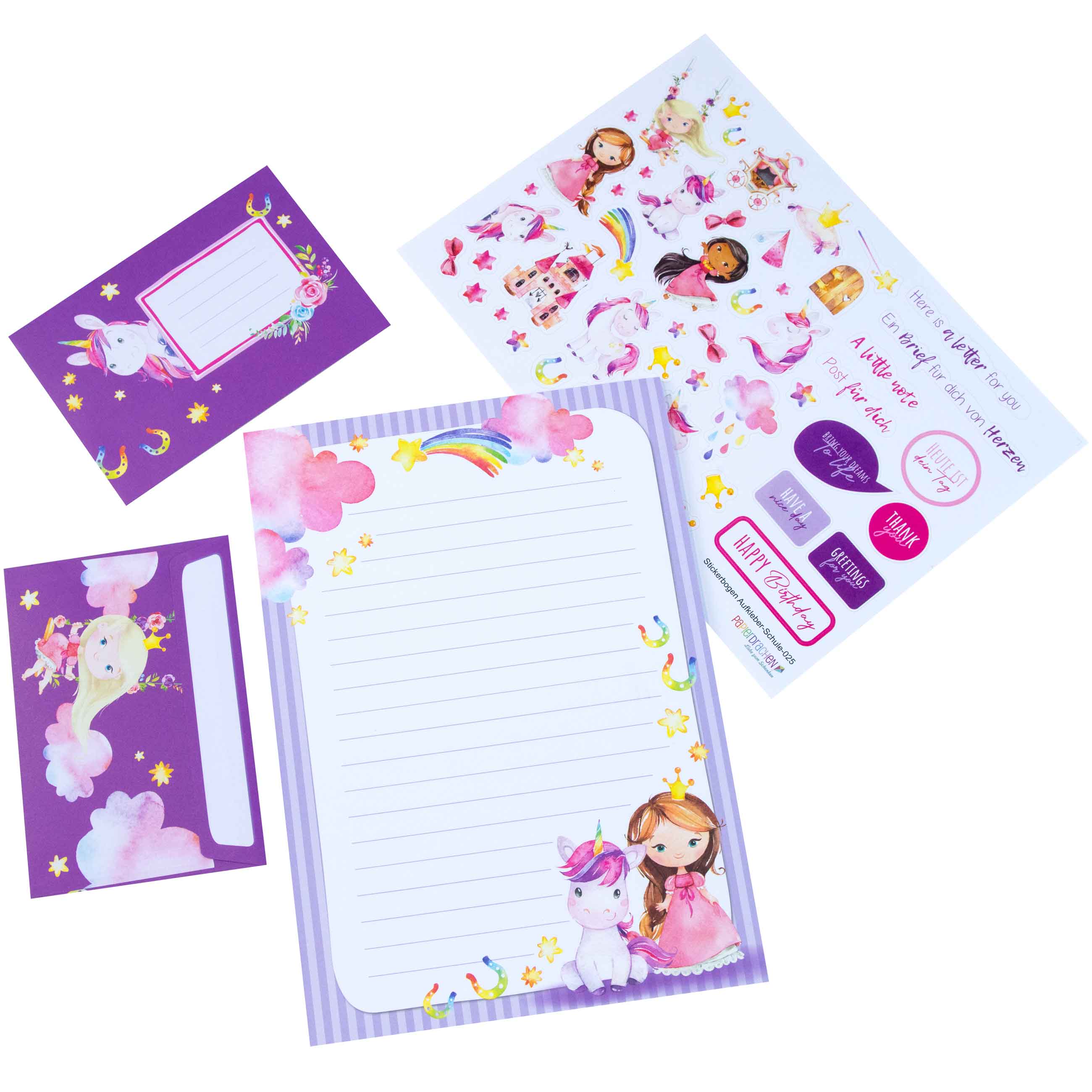 Briefblock Set - Einhorn &amp; Prinzessin
