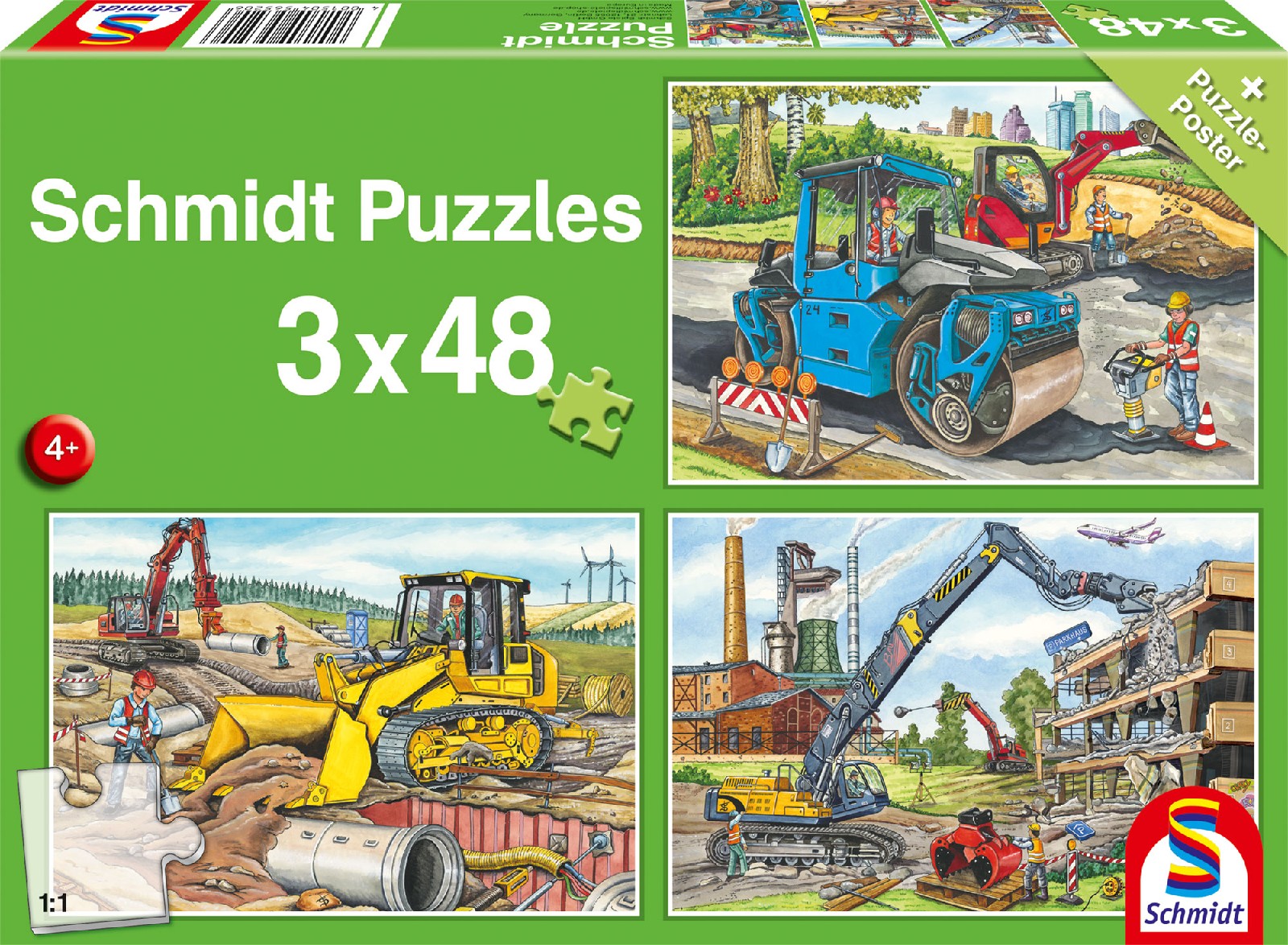 Puzzle - Meine liebsten Baustellenfahrzeuge (3x 48 Teile)