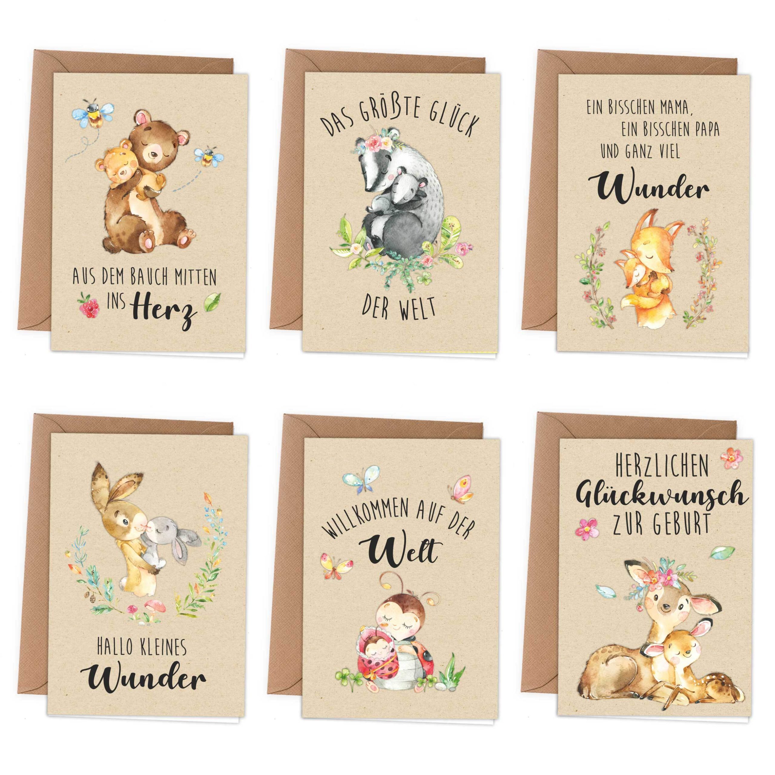 Baby Glückwunschkarten - Waldtiere