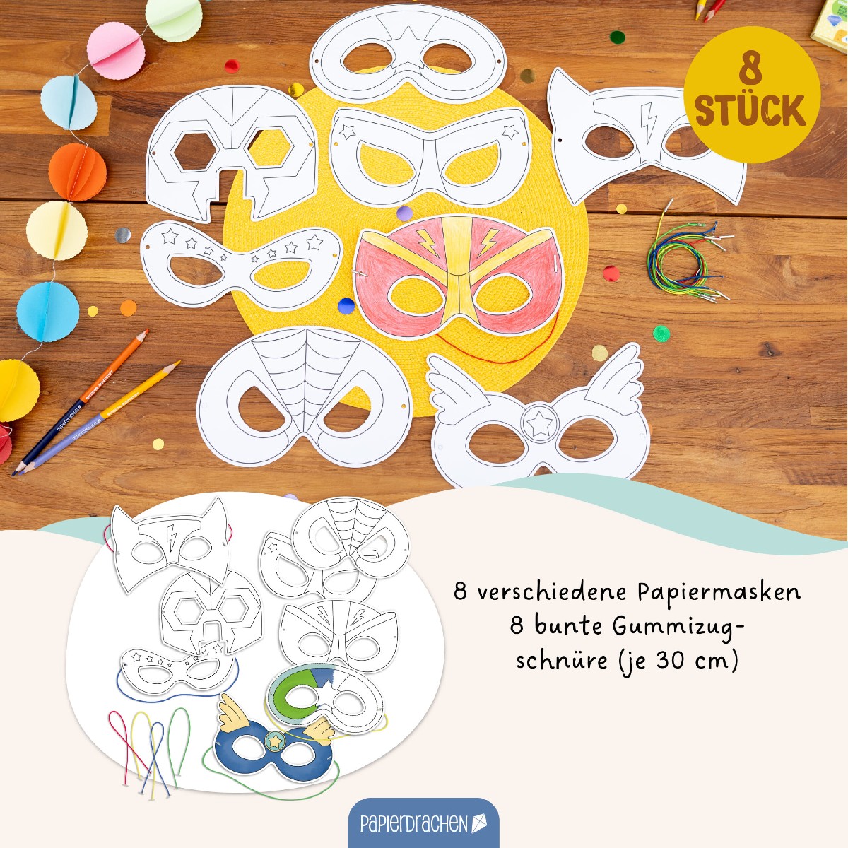 Bastelset Papiermasken Superhelden