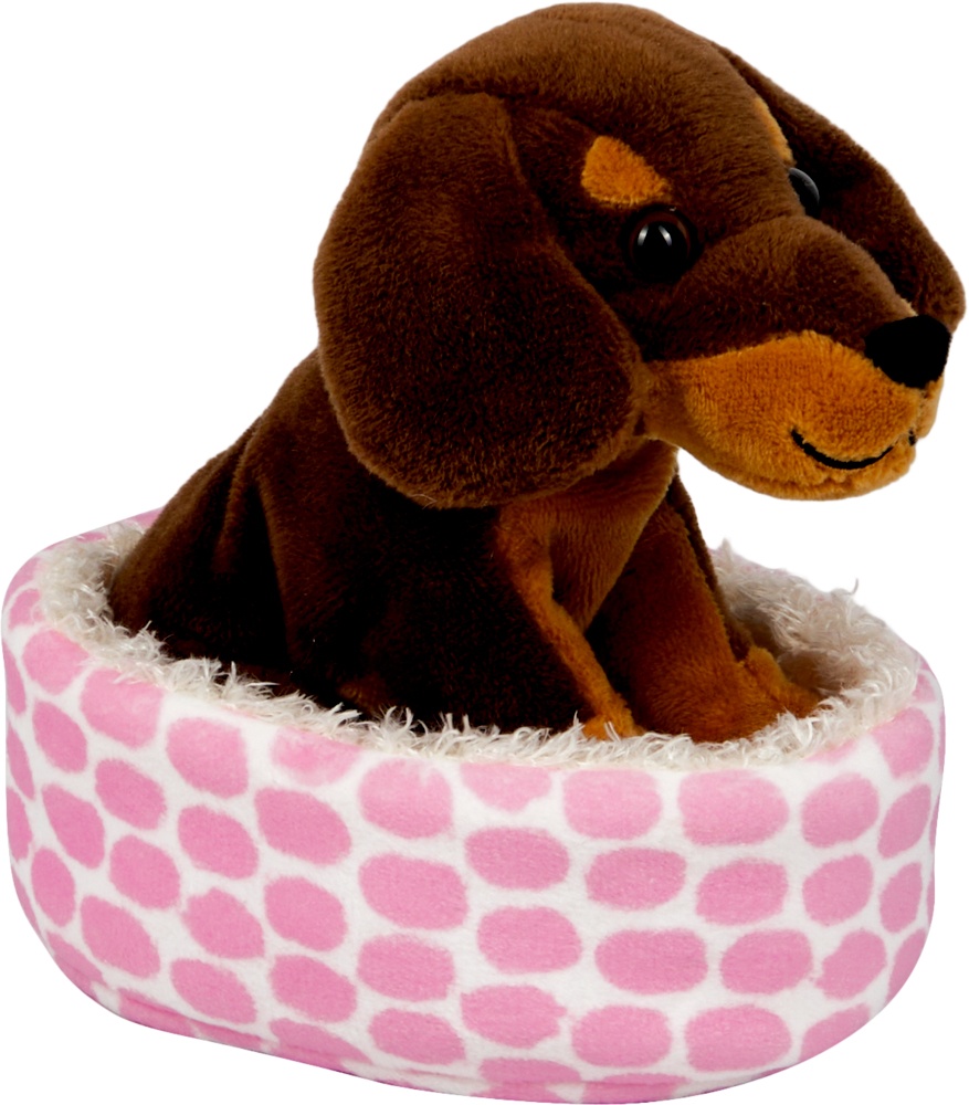 Dackel Watson im Korb (14cm) (2er-VE)