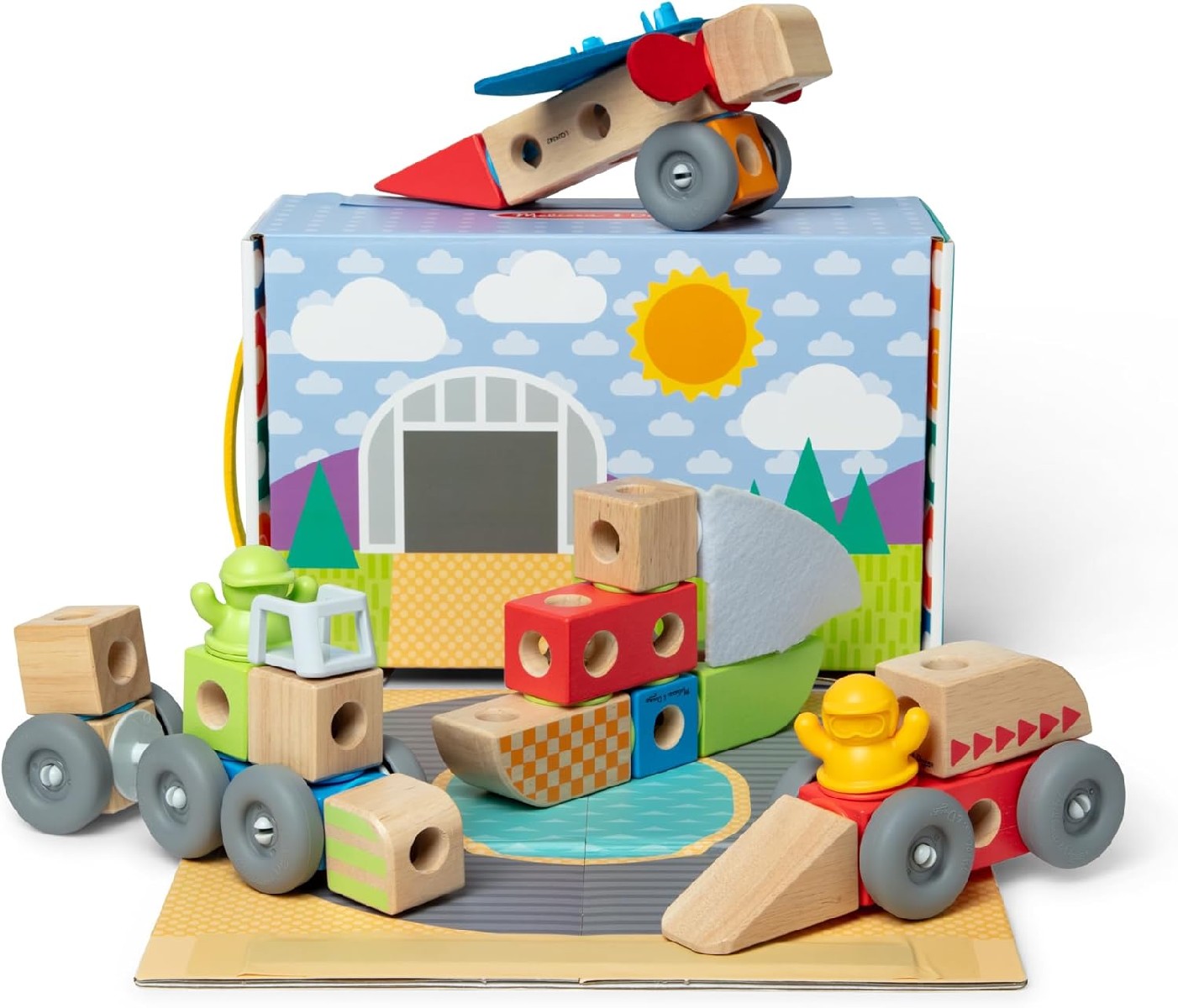 Melissa & Doug Blockables: Holzbauteile Fahrzeuge Set