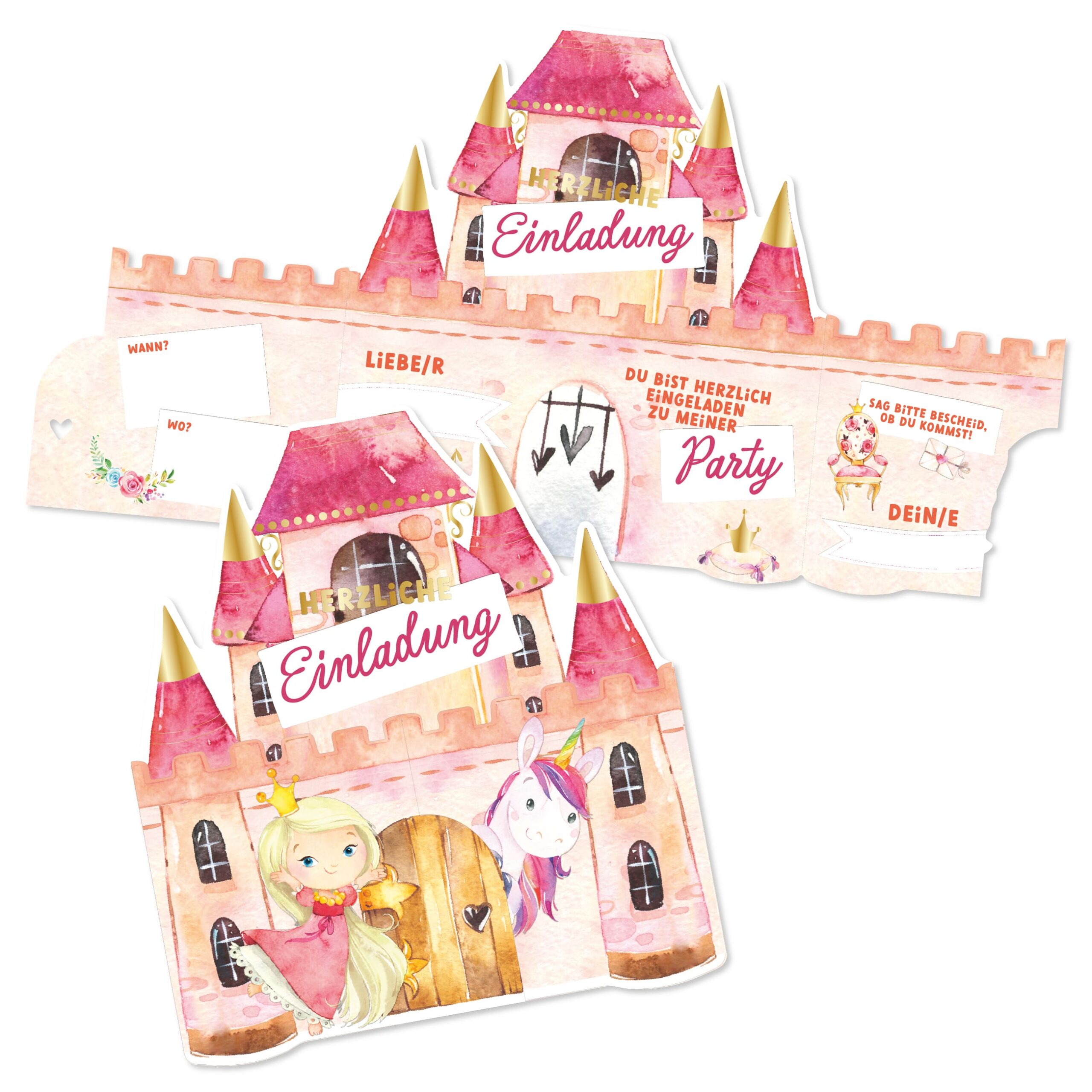 12 Einladungskarten Schloss