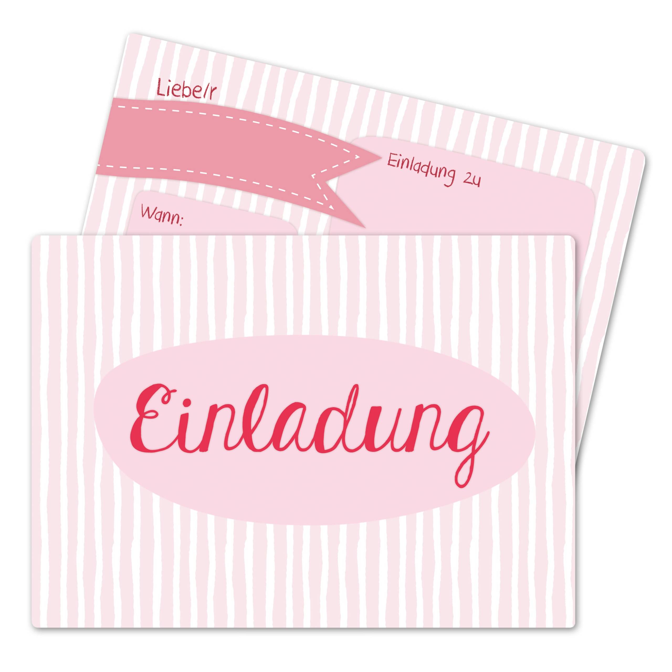 12 Einladungskarten zum Geburtstag für Mädchen - Pink