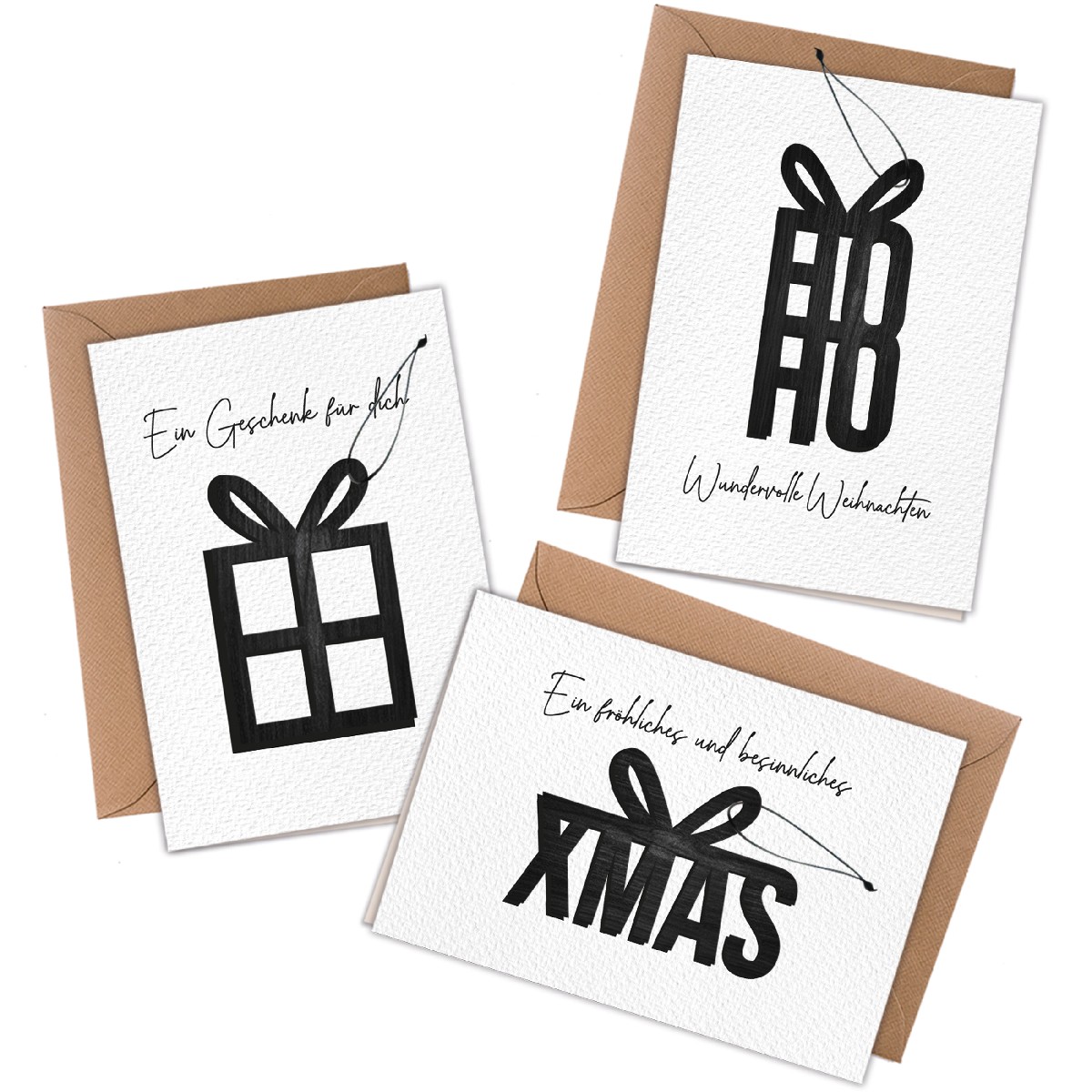 3 Klappkarten zu Weihnachten - XMAS
