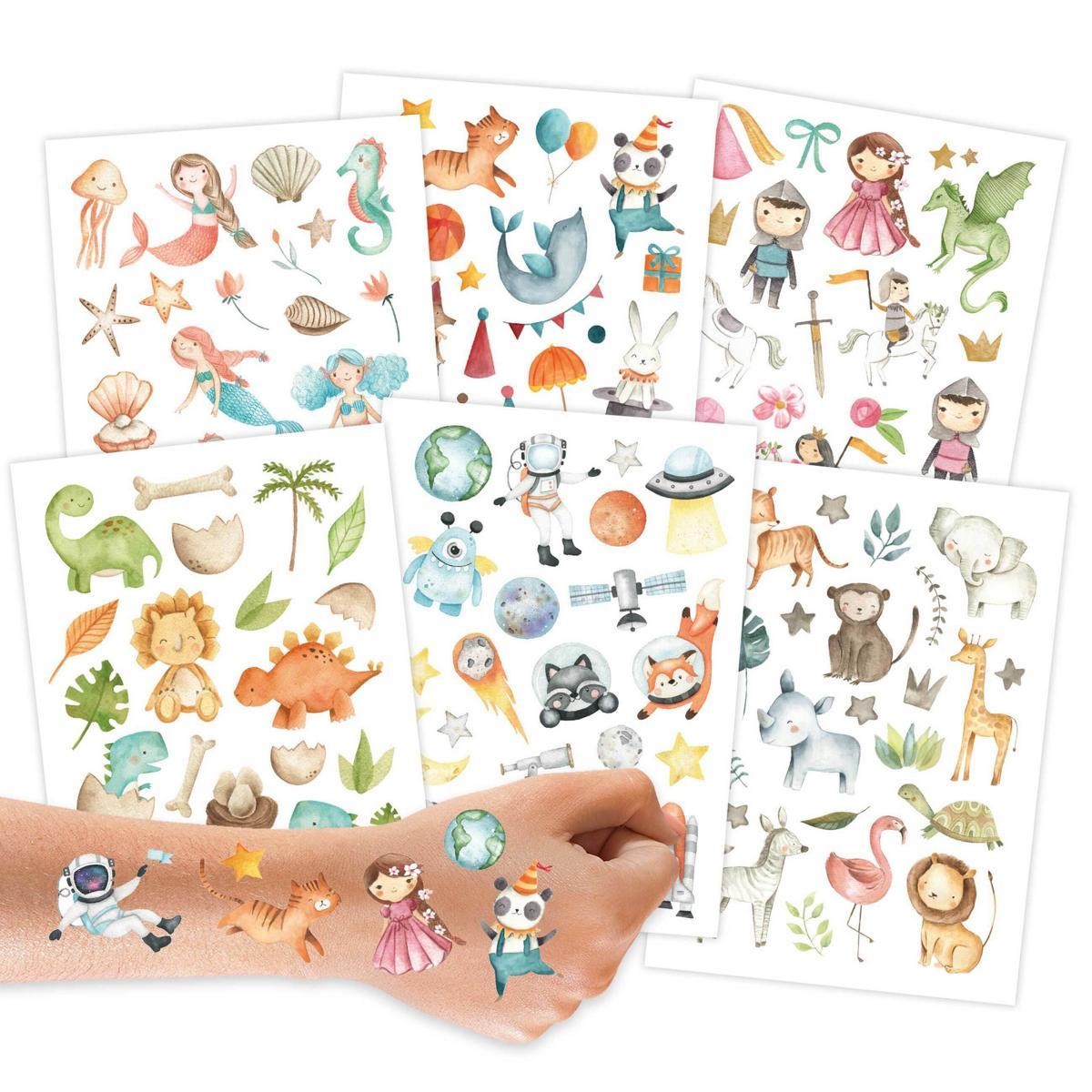 Kindertattoo-Set 05: Bunter Mix (100 Stück auf 6 Bögen)