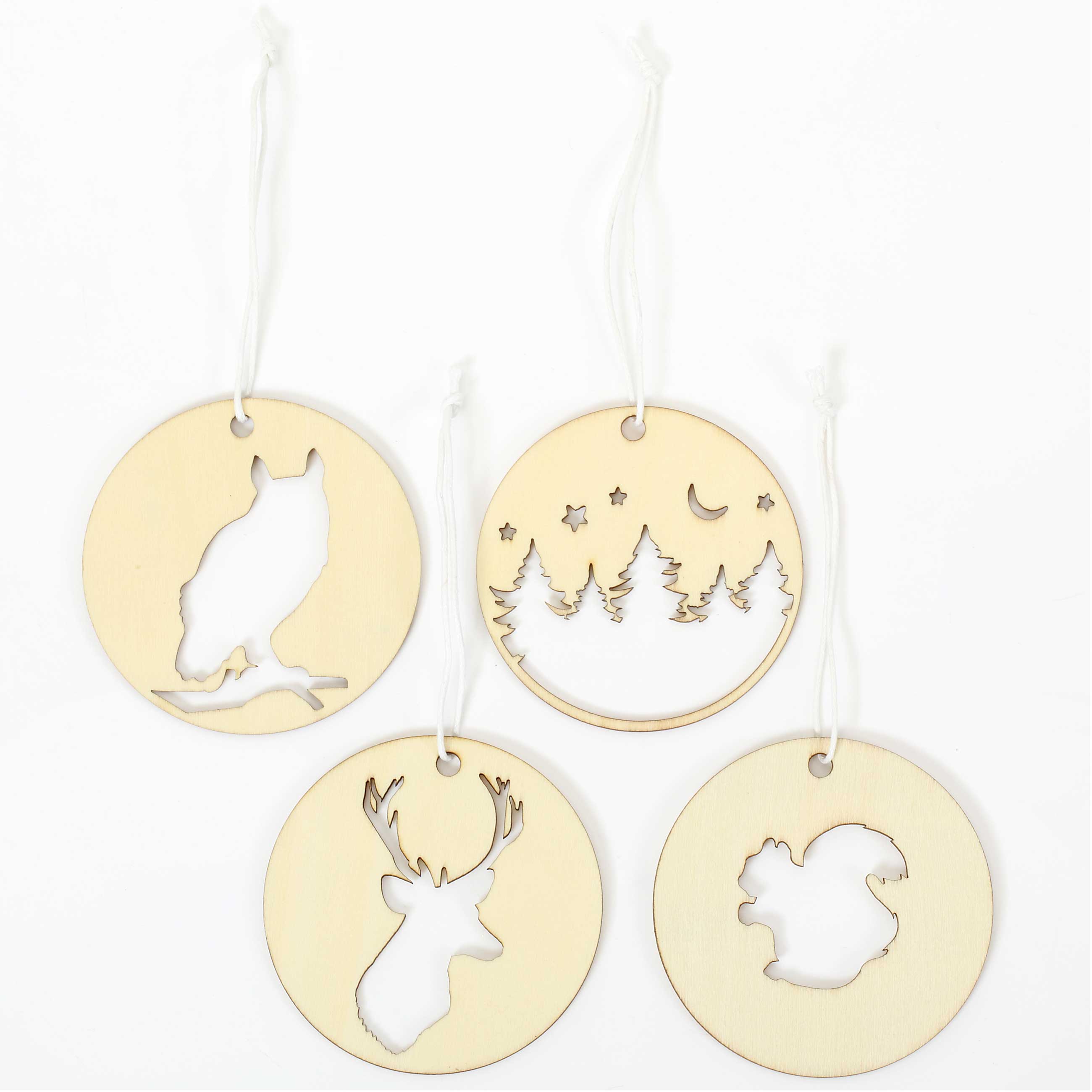 12 Holzanhänger - Baumschmuck - Winterwald