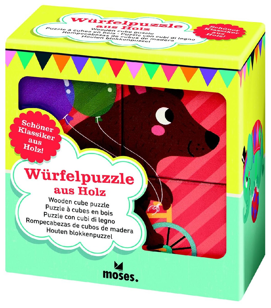 Würfelpuzzle aus Holz - Zirkusfreunde