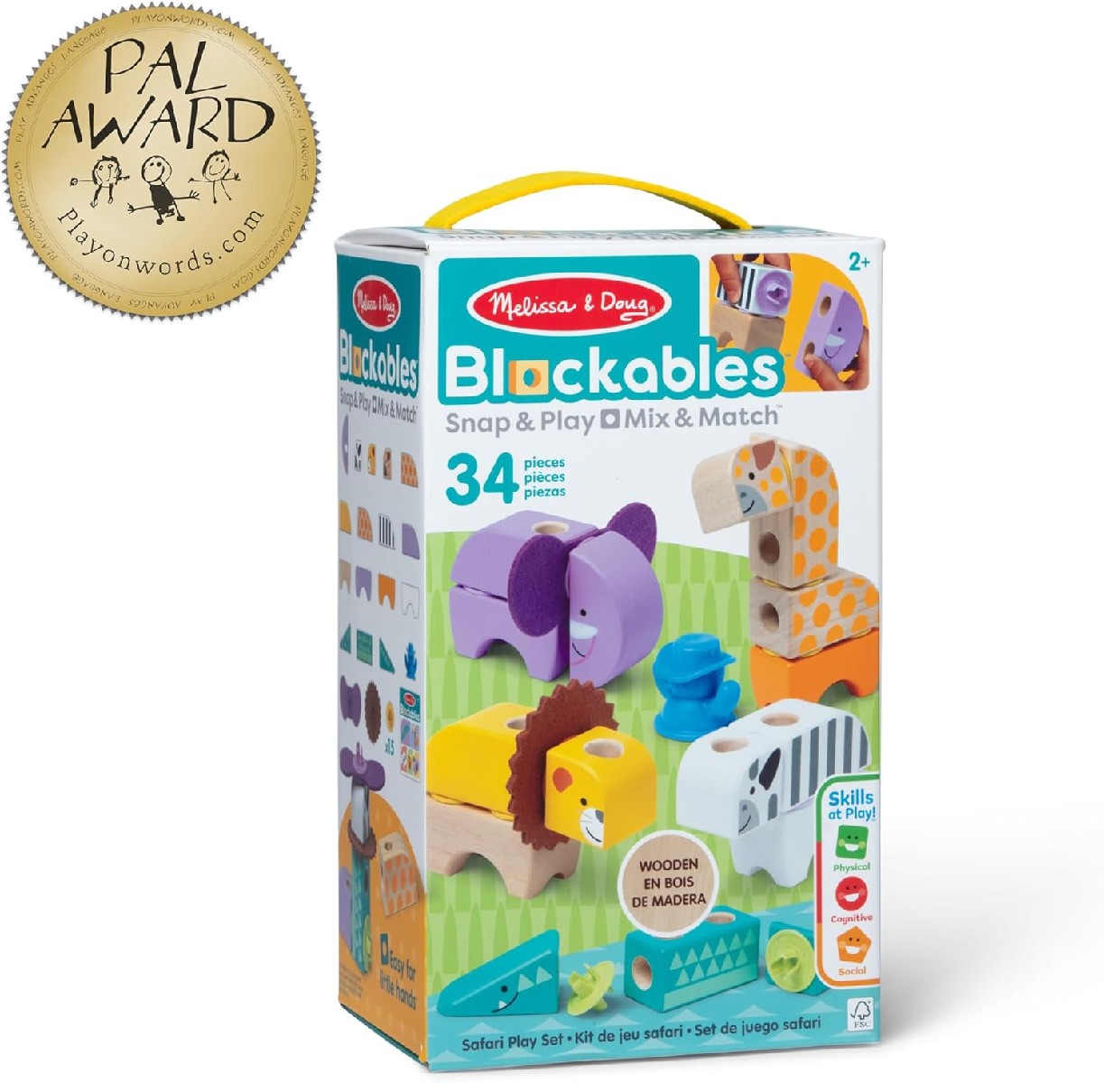 Melissa & Doug Blockables: Holzbauteile Safari Set