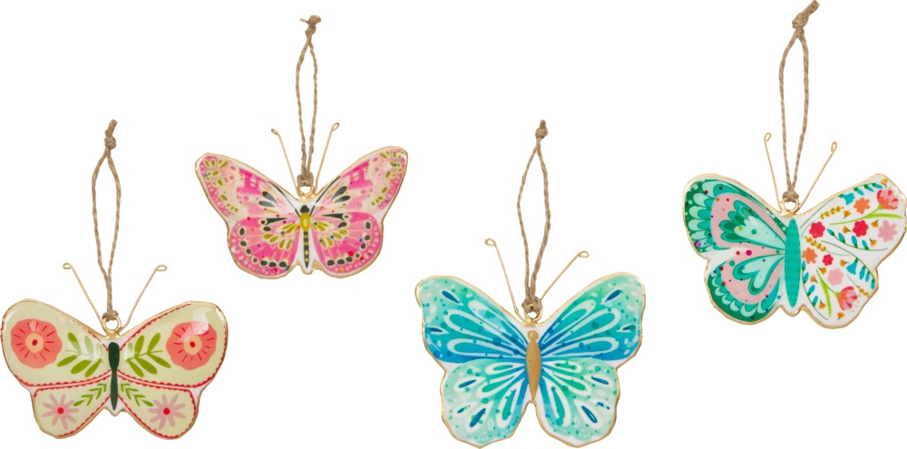 Frohe Ostern: Metall-Anhänger Schmetterling, sortiert (12er