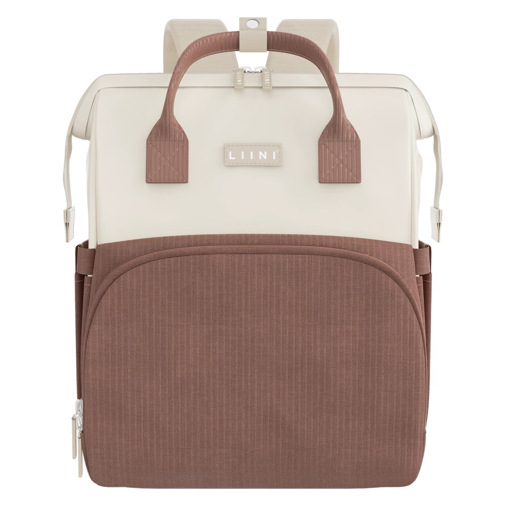 LIINI® Wickelrucksack Cord braun mit veganem Leder