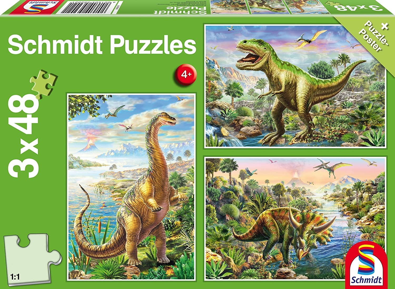 Puzzle - Abenteuer mit den Dinosauriern (3x48 Teile)
