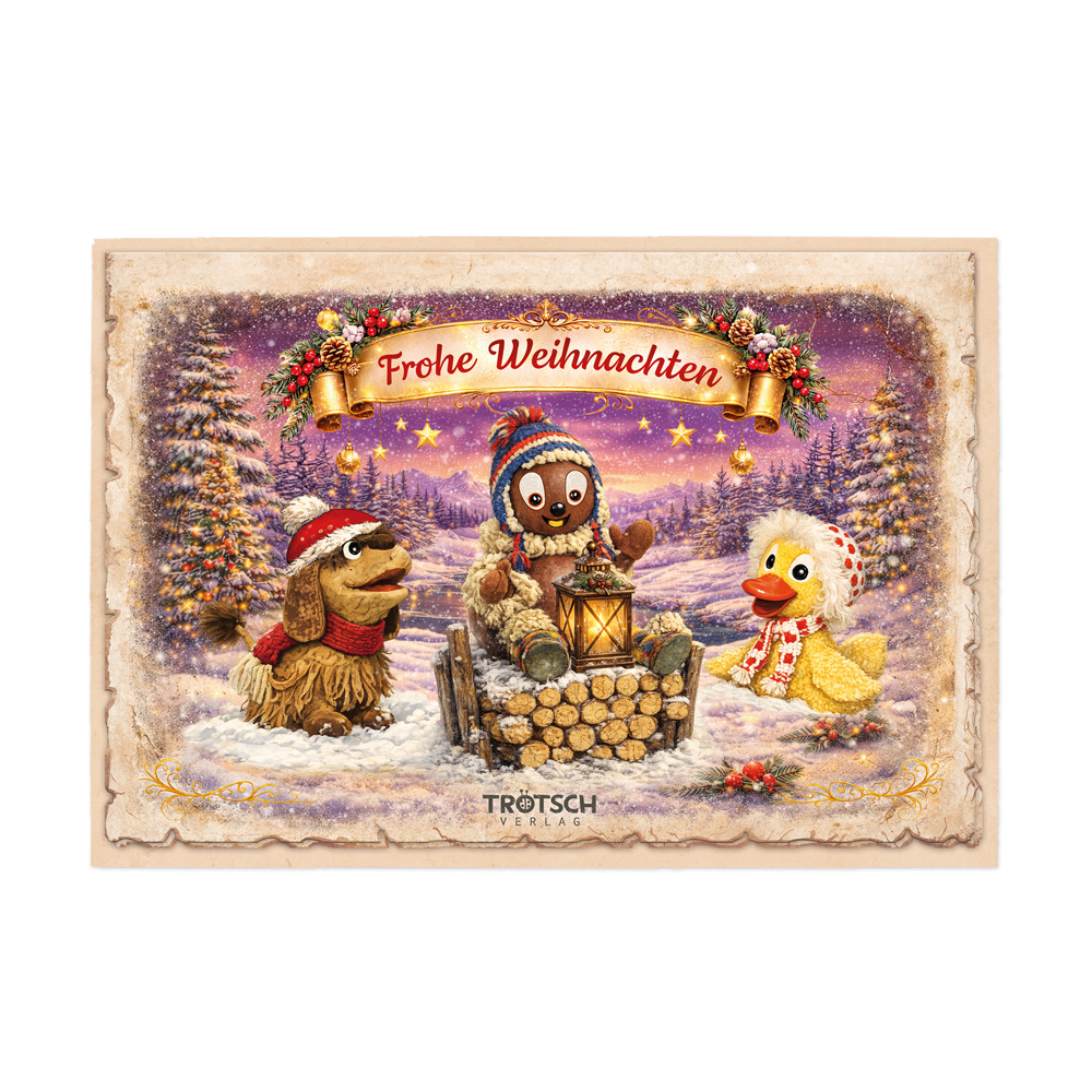 Unser Sandmännchen Weihnachtskarte Nostalgie Pittiplatsch