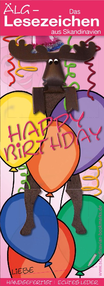Lesezeichen Elch, Geburtstag Luftballons