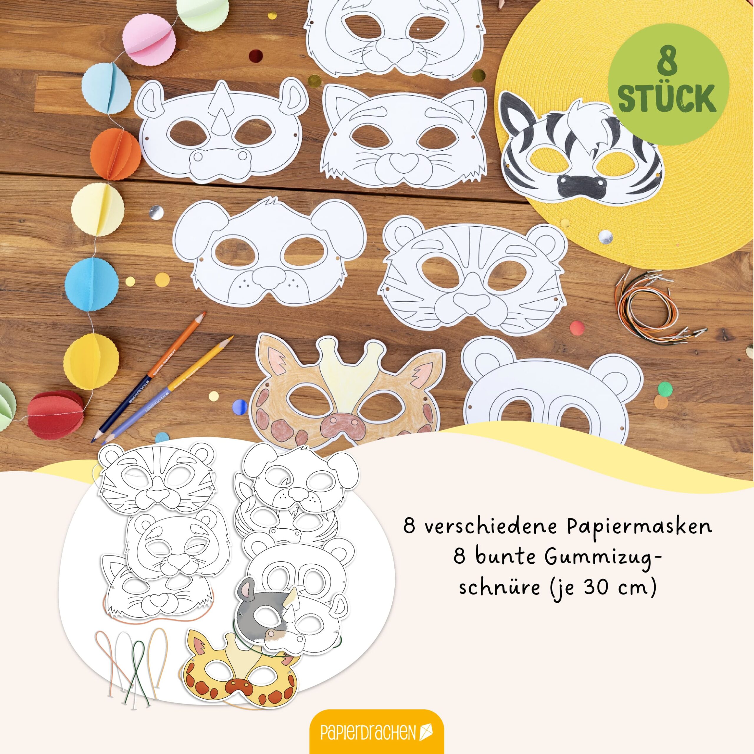 Bastelset Papiermasken Tierwelt